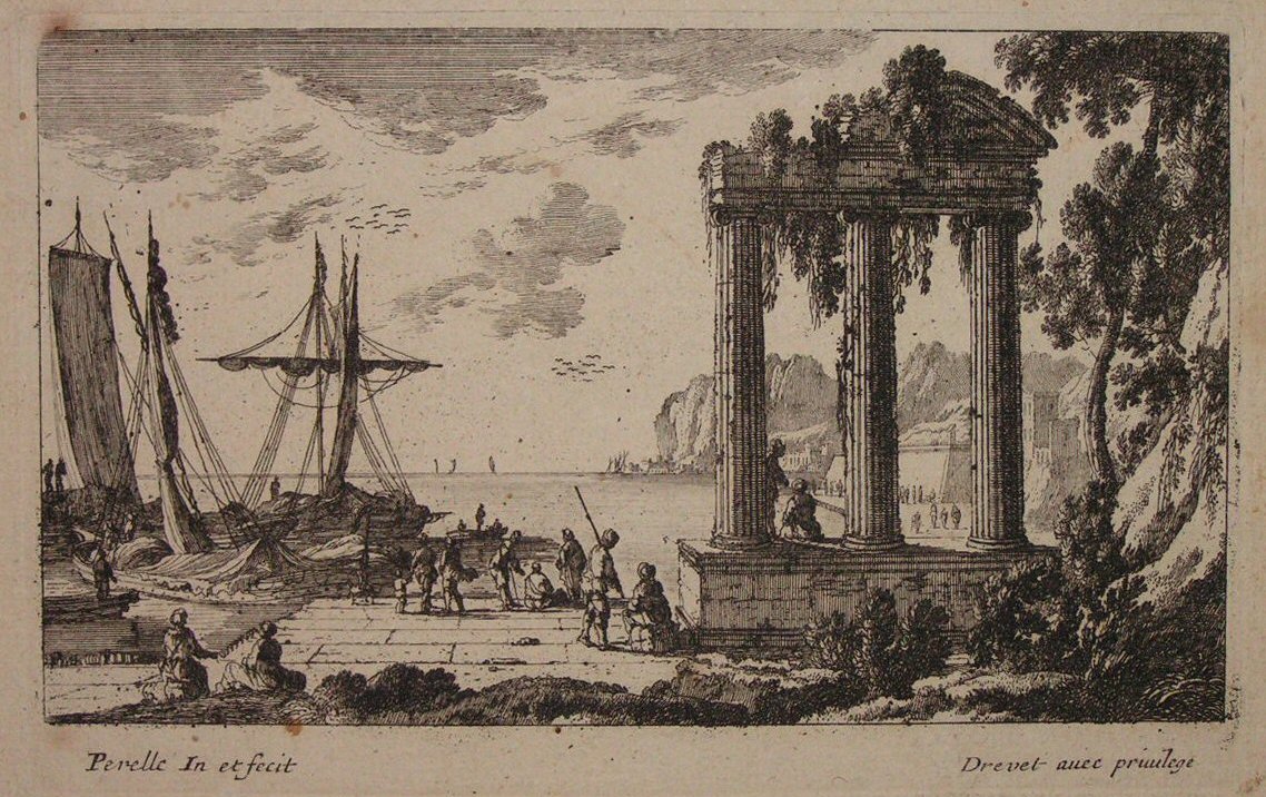 Print - (Port with classical ruins) - Perelle
